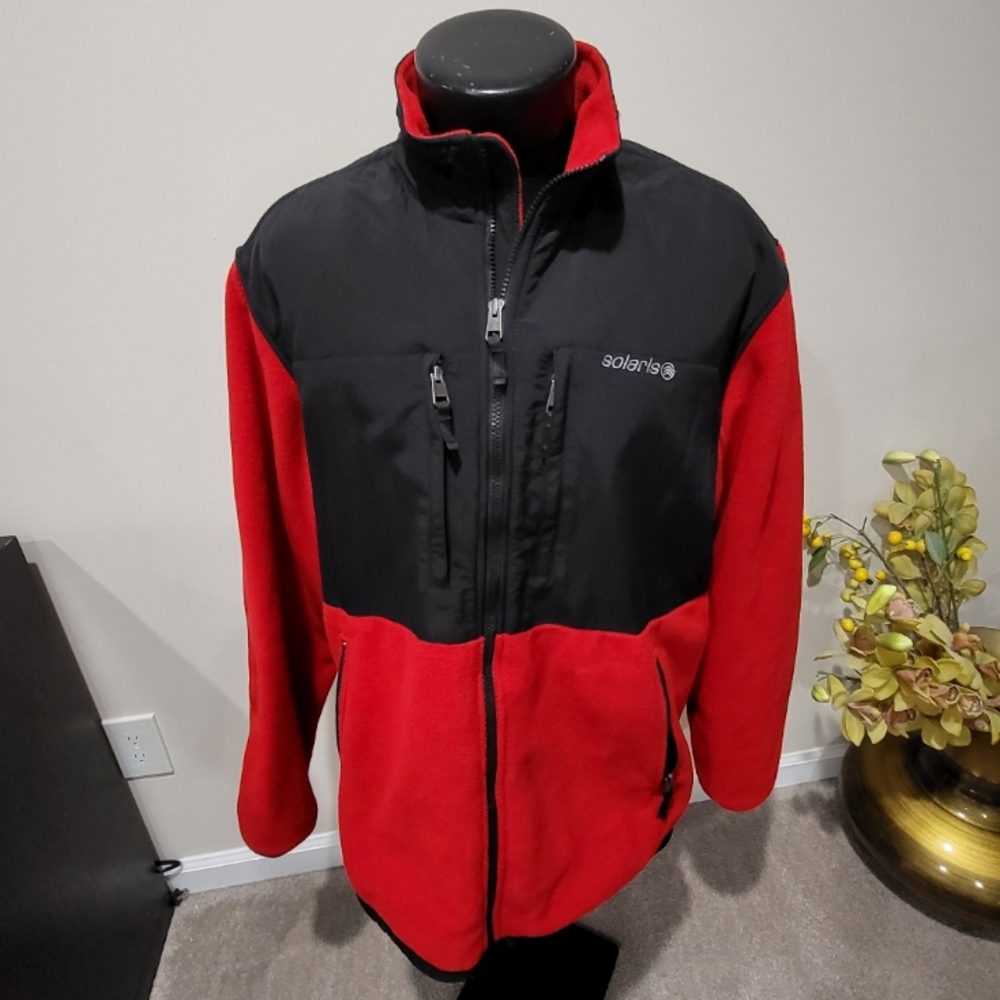 Solaris men's fleece jacket. XXL, red/black, lightweight, warm, Exellent  cond.